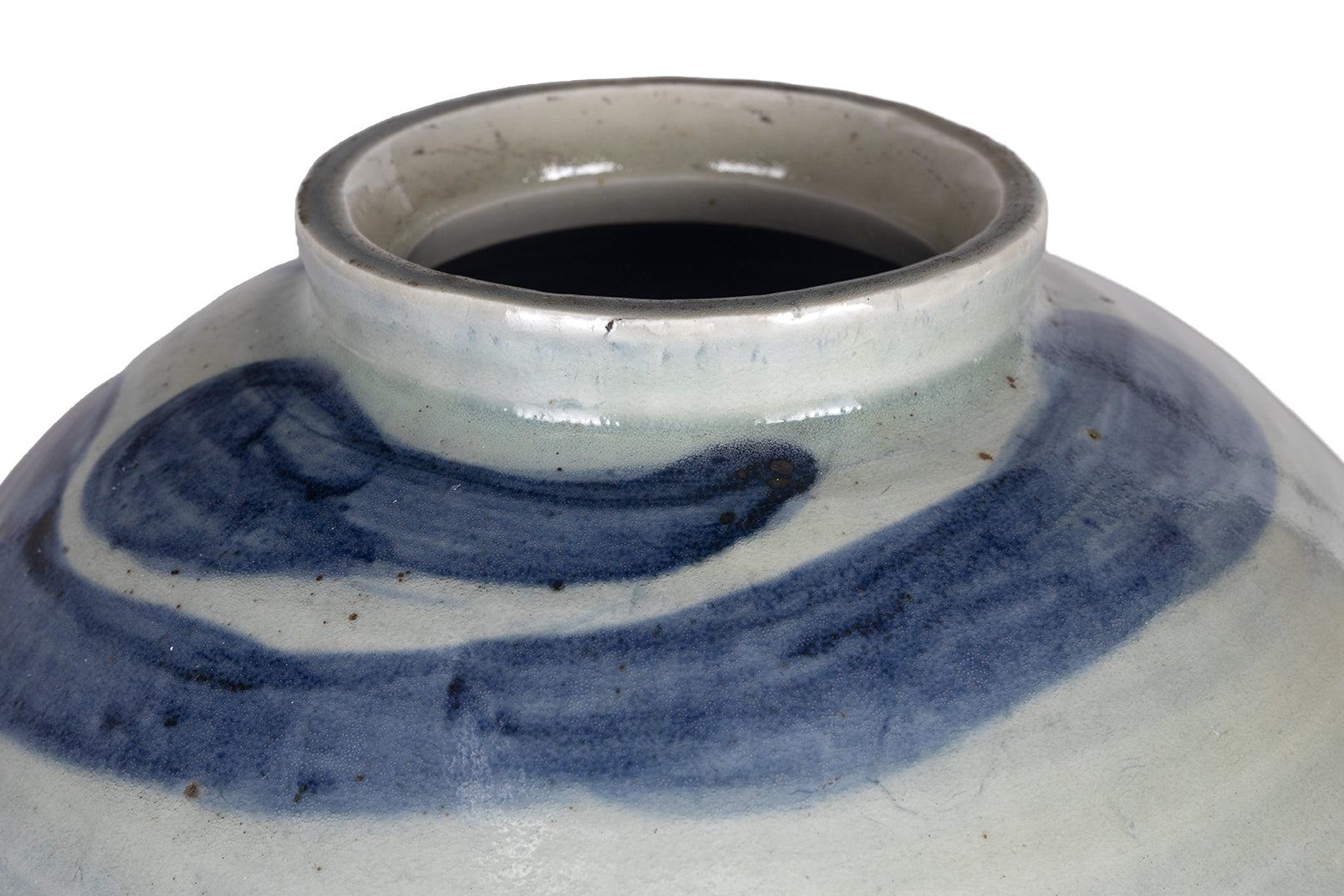 Light Blue Glazed Pot with Painted Design
