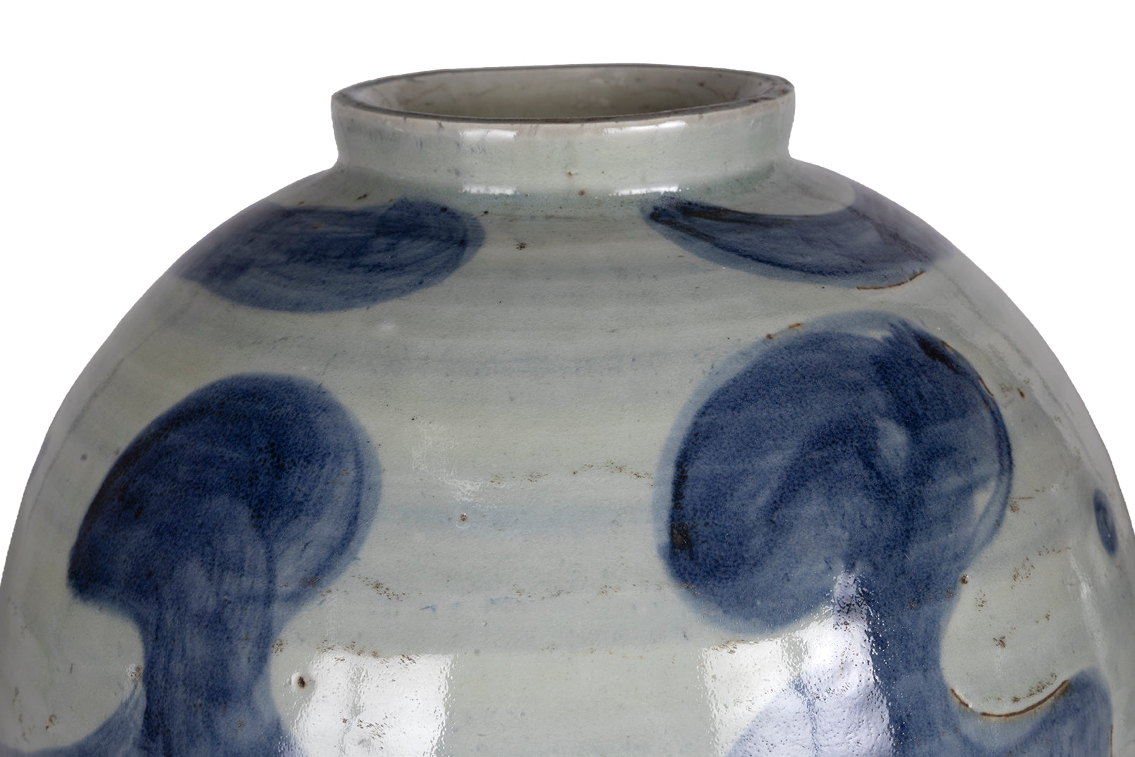 Light Blue Glazed Pot with Painted Design