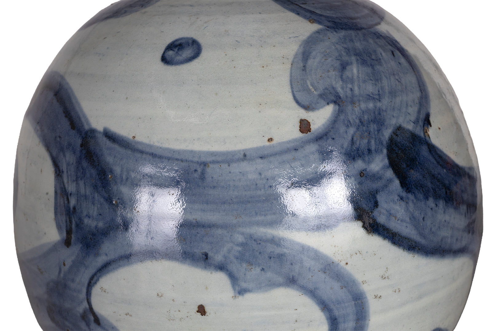 Light Blue Glazed Pot with Painted Design