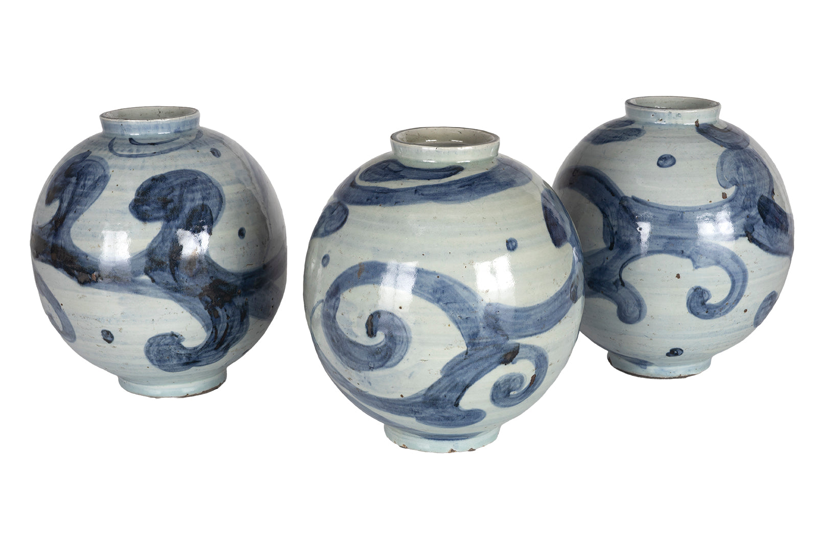 Light Blue Glazed Pot with Painted Design
