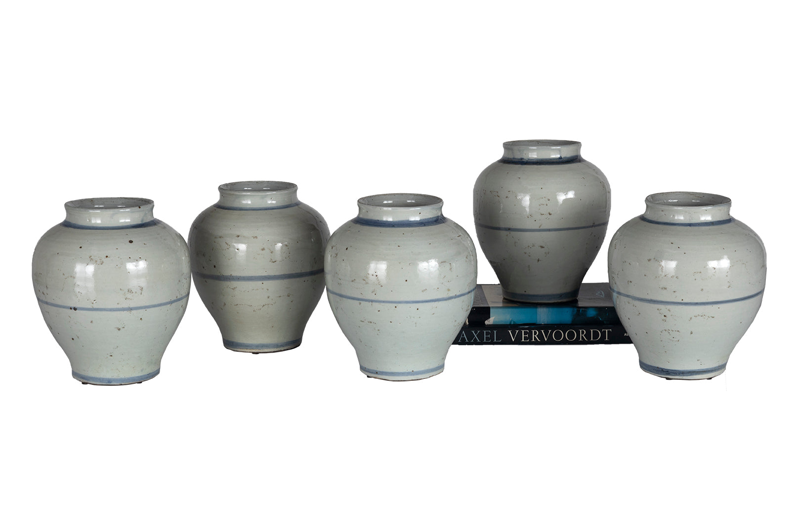 Light Blue Glazed Pot with Painted Banding