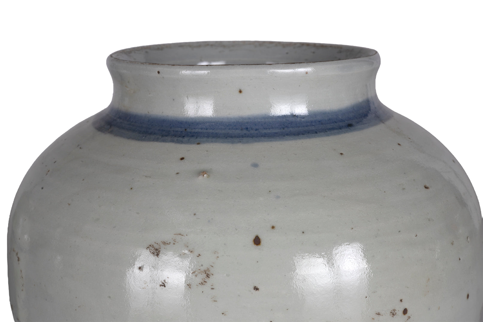 Light Blue Glazed Pot with Painted Banding
