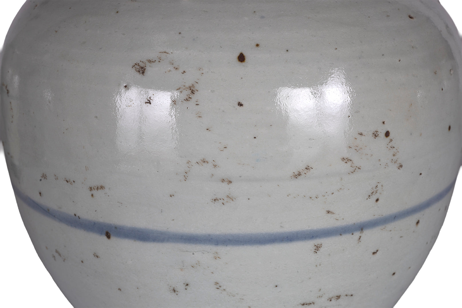 Light Blue Glazed Pot with Painted Banding
