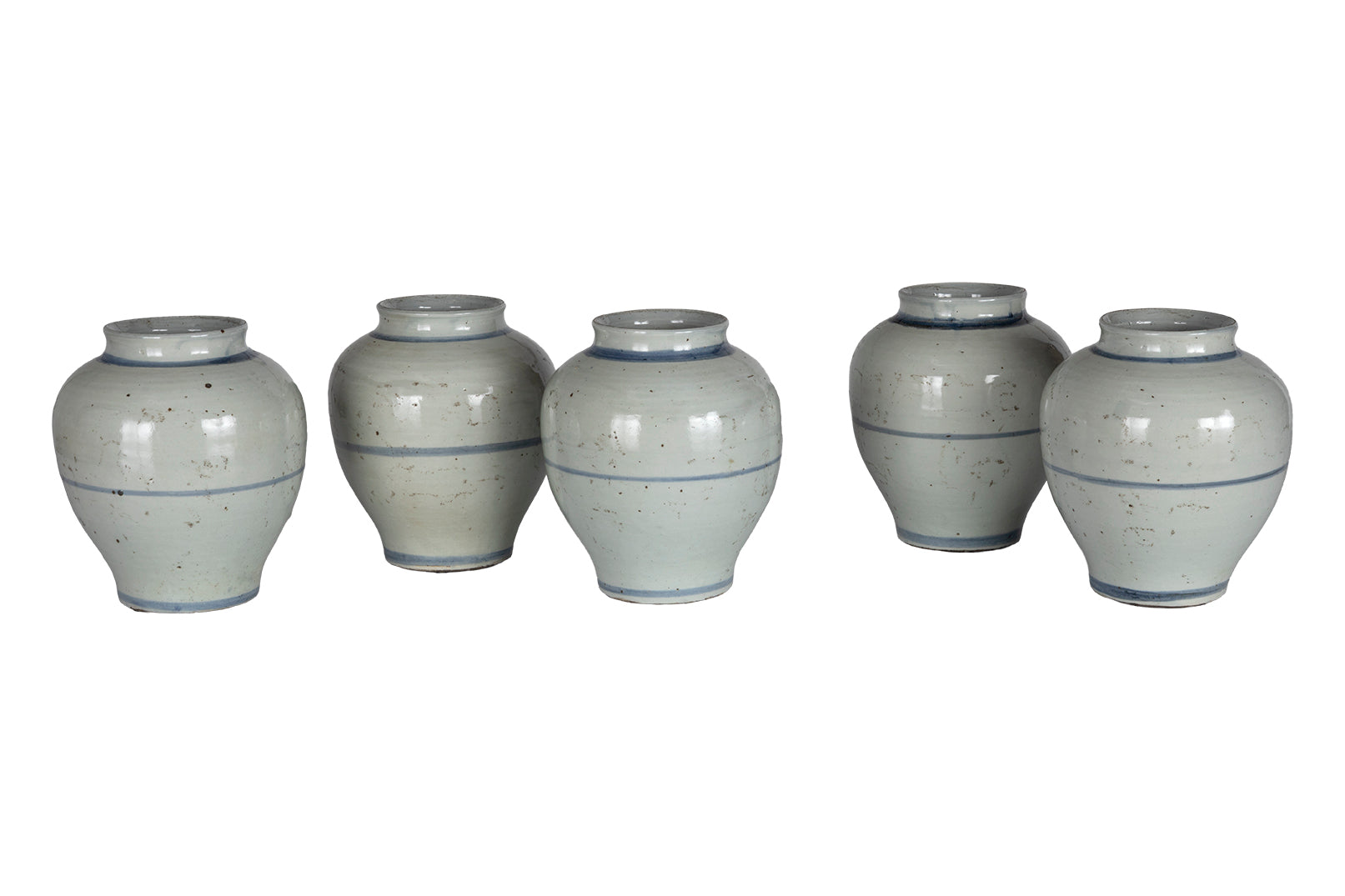 Light Blue Glazed Pot with Painted Banding