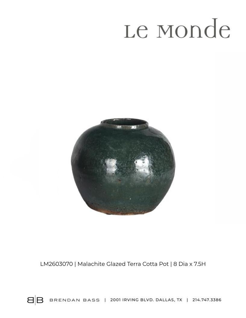 Malachite Glazed Terra Cotta Pot