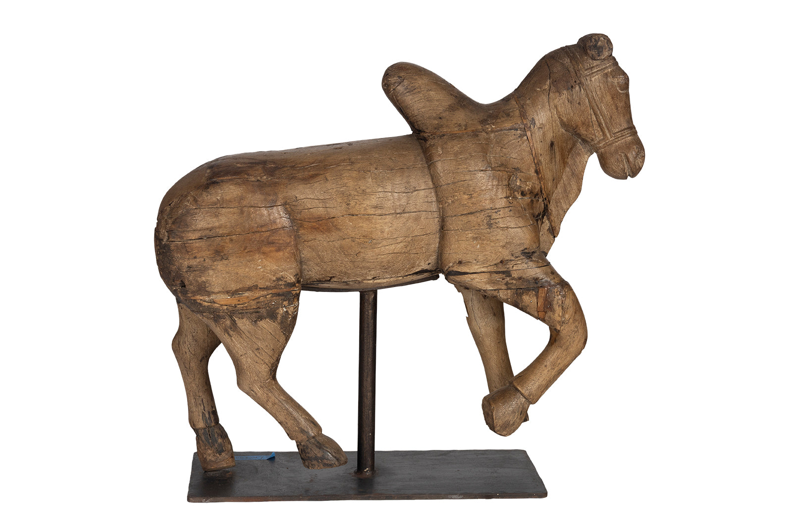 Vintage Elm Carousel Horse on Stand
