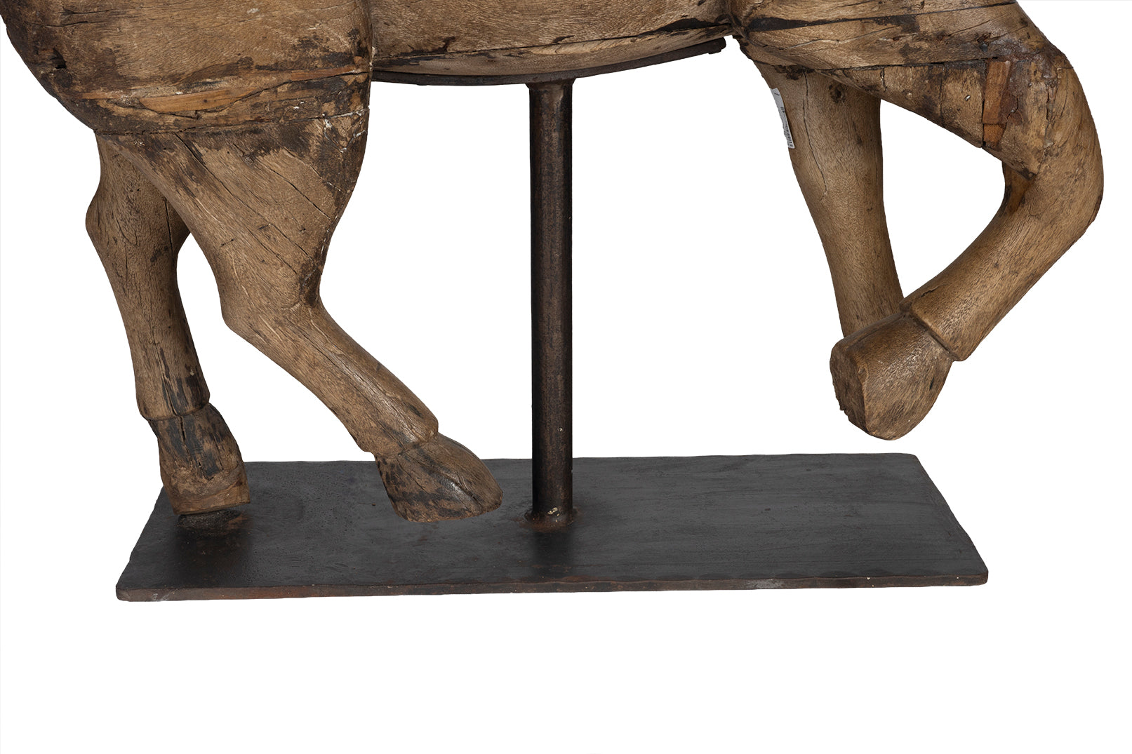 Vintage Elm Carousel Horse on Stand