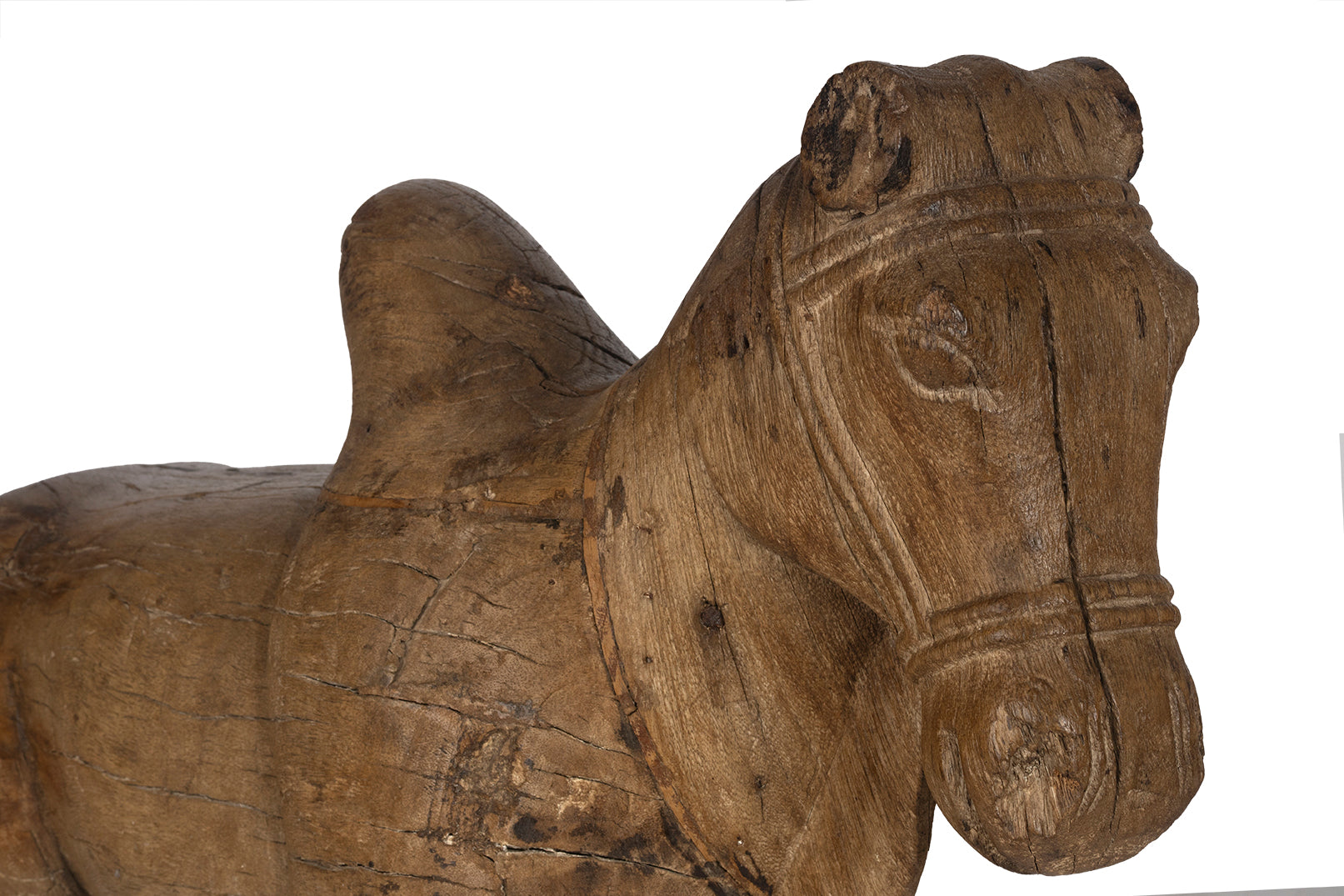 Vintage Elm Carousel Horse on Stand