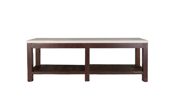 Vintage French Workshop Console with Weathered Limestone Top