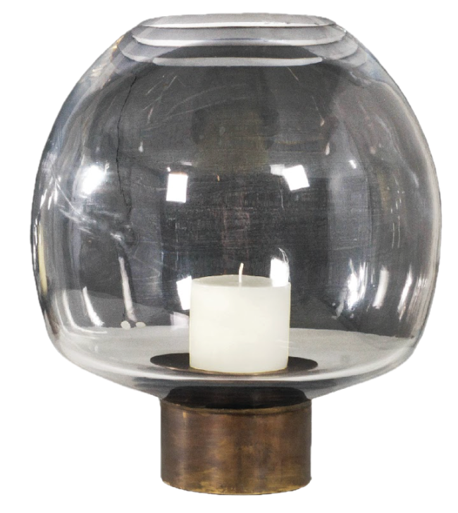 Crystal Candle Huricane with Brass Base