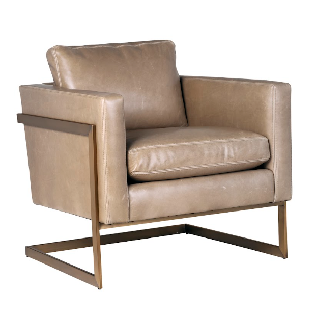 Brass Frame Leather Armchair