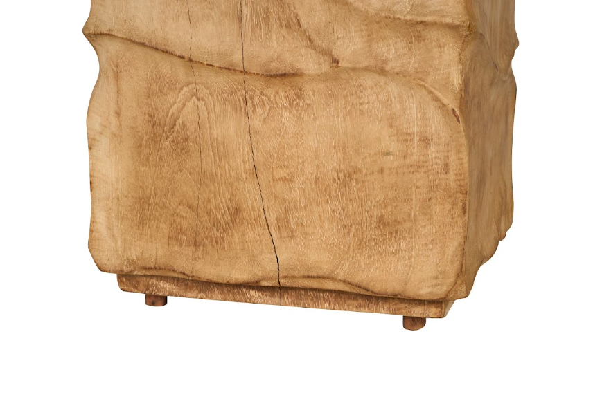 Bleached Mango Lychee Carved Side Table