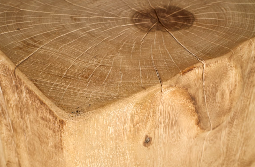 Bleached Mango Lychee Carved Side Table
