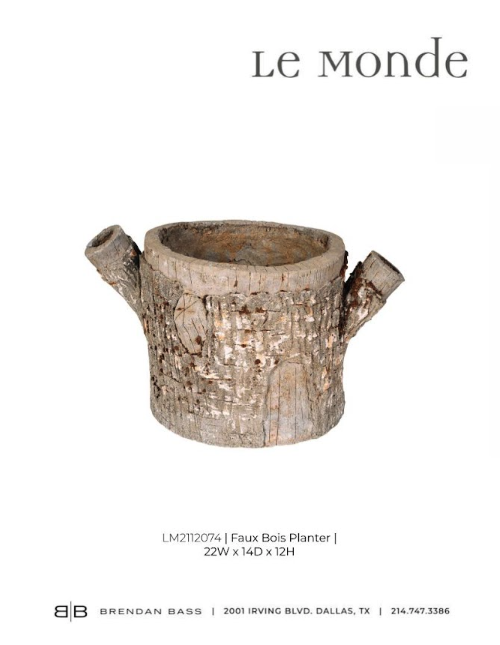 French Vintage Faux Bois Planter