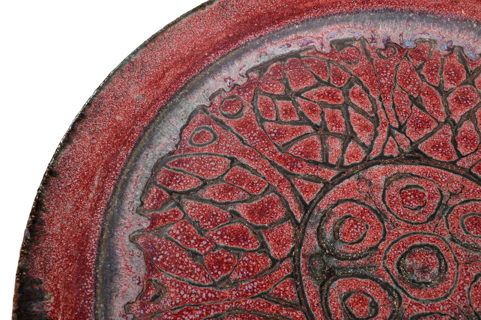 Debossed Large Glazed Terra Cotta Charger
