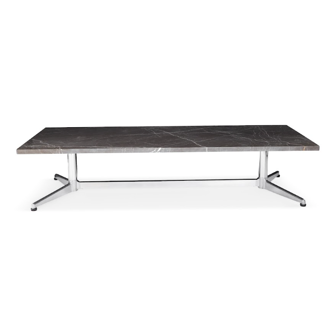 Chrome Frame Coffee Table w/ Leathered Pietra Grey Top