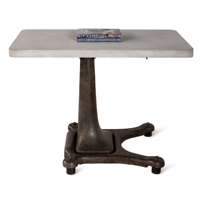 Industrial Base Table with Limestone Top