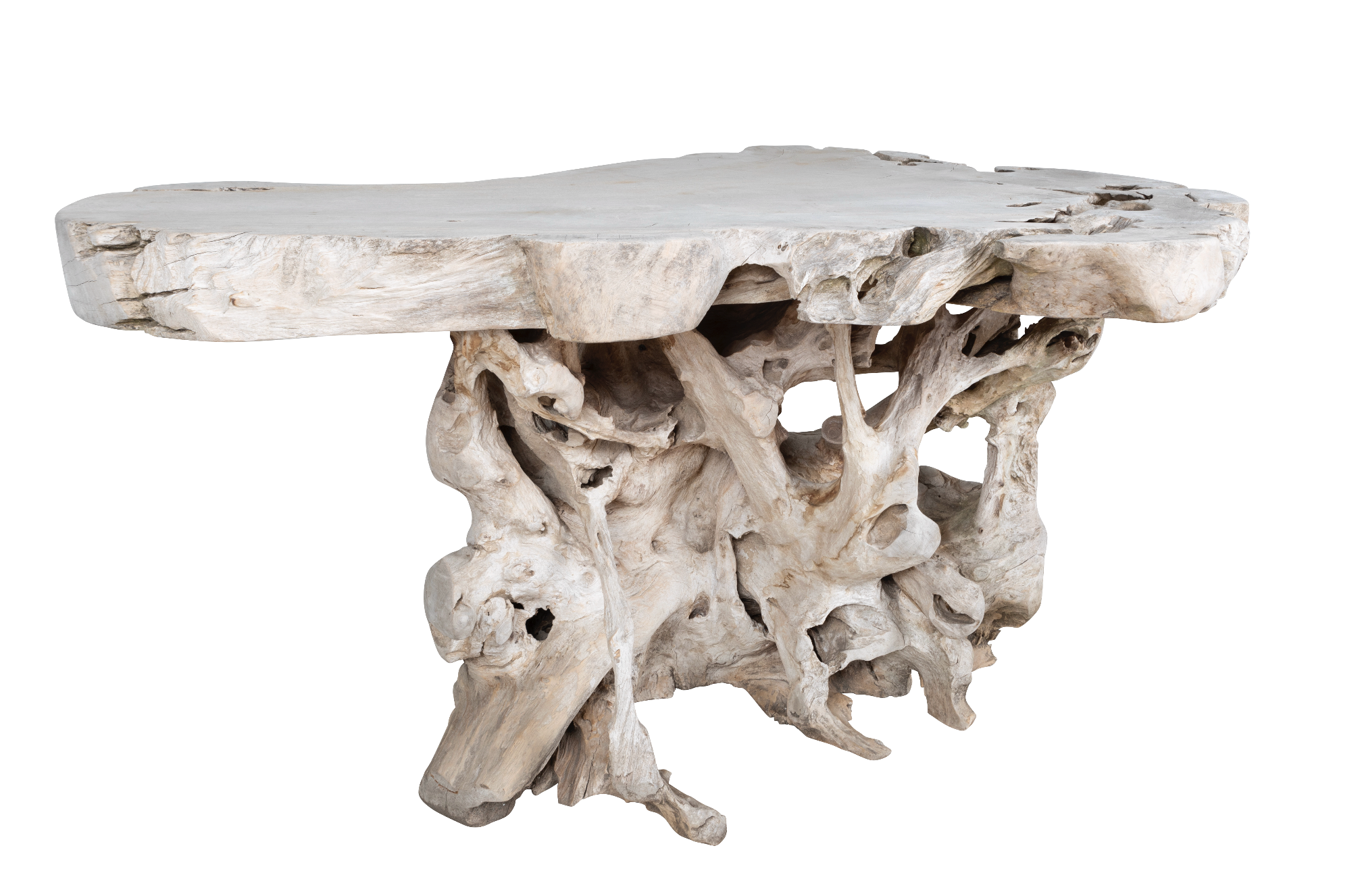 Bleached Teak Organic Form Console