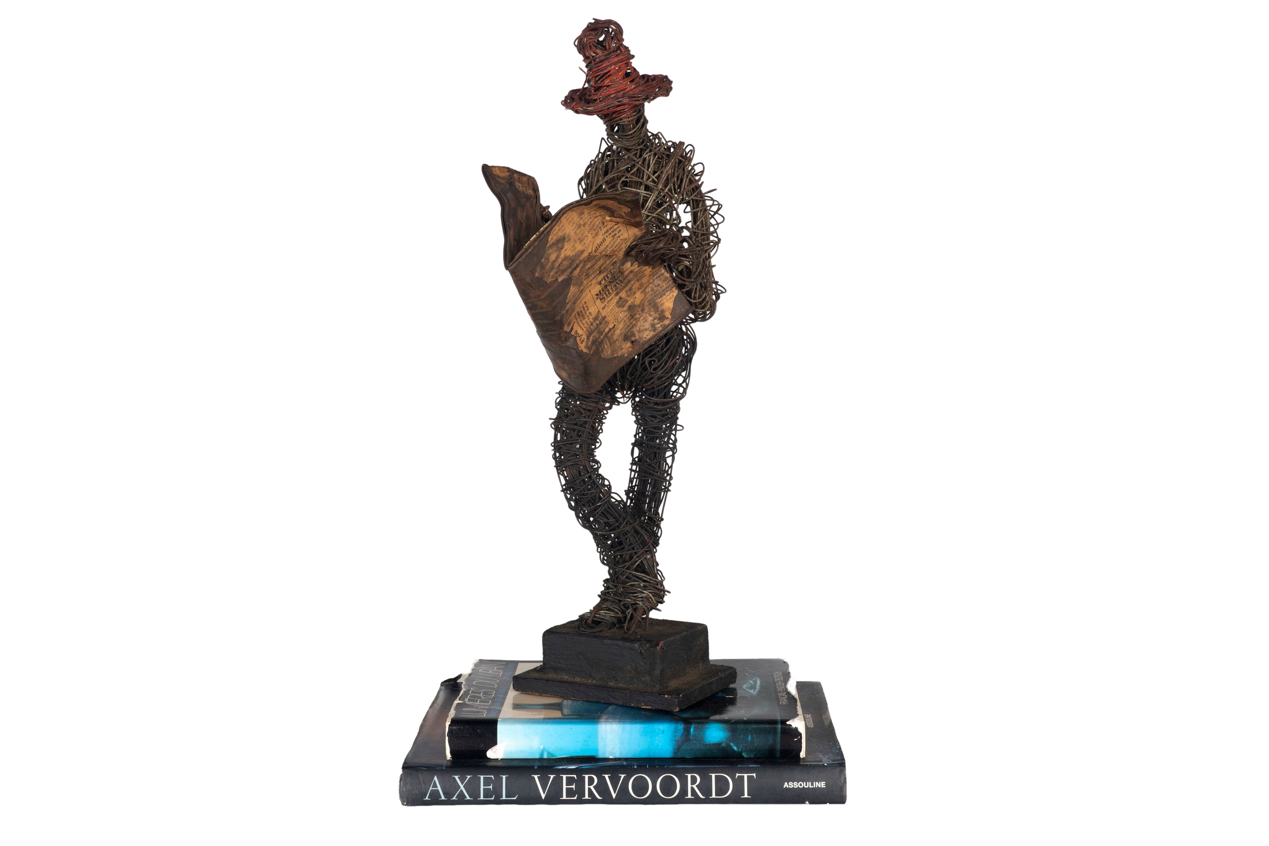 Eduardo Torres MCM Wire Newspaper Reader Sculpture