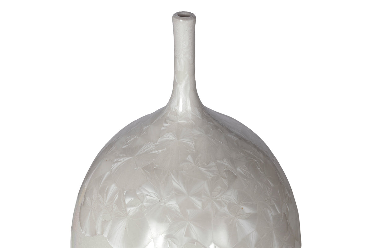 White Crystaline Glaze Porcelain Bottle Vase