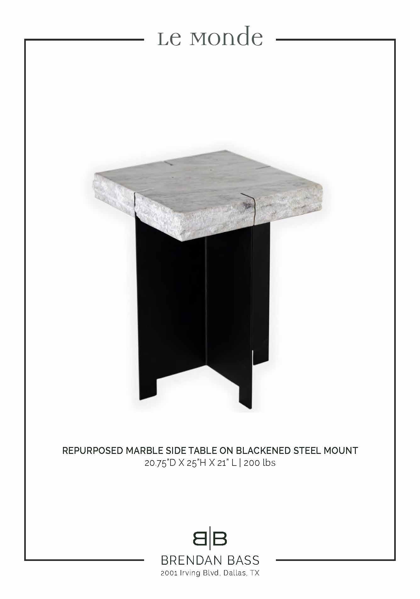 Modern Marble Side Table on Steel Base