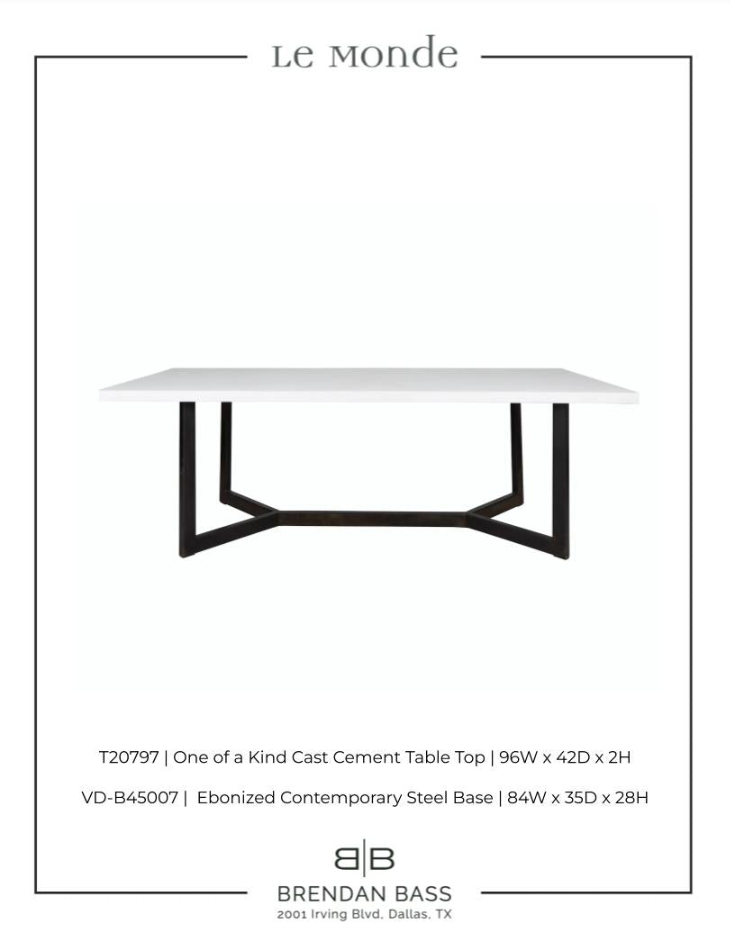 Modern Cement and Steel Dining Table