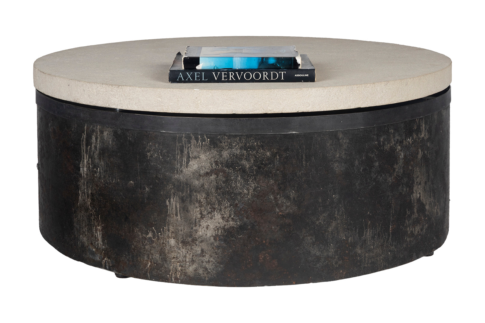 Vintage French Barrel Coffee Table with Limestone Top