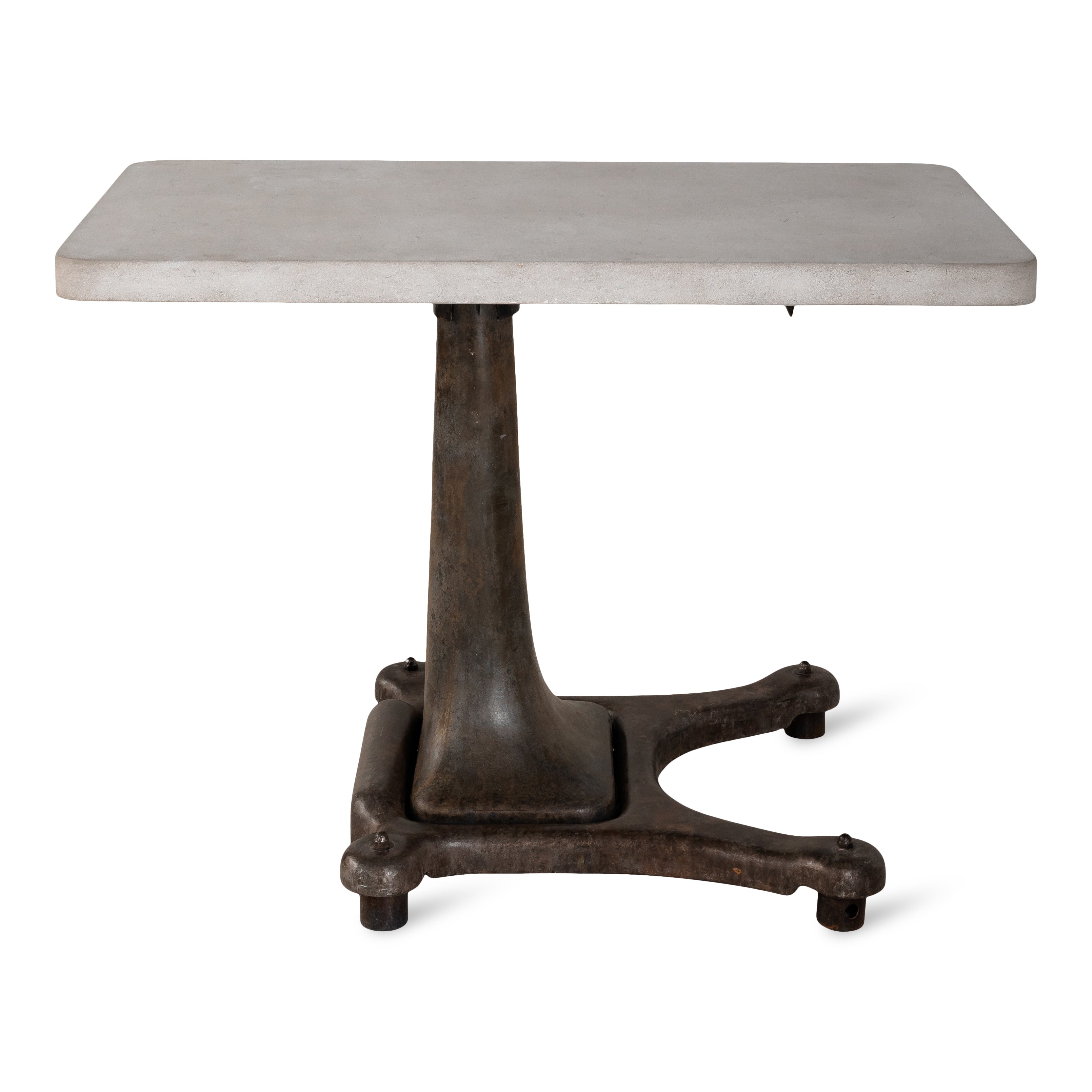 Industrial Base Table with Limestone Top