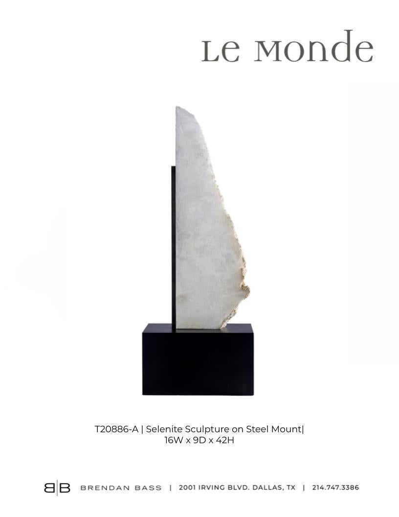 Selenite Sculpture on Steel Mount