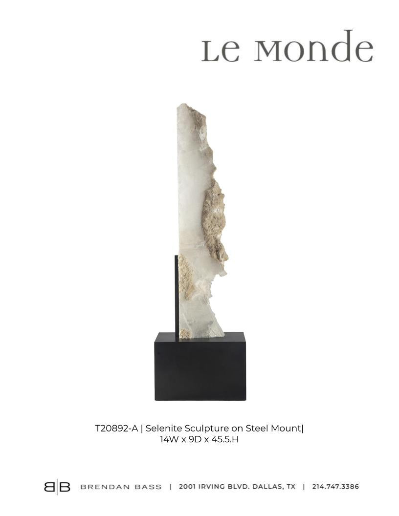 Selenite Sculpture on Steel Mount