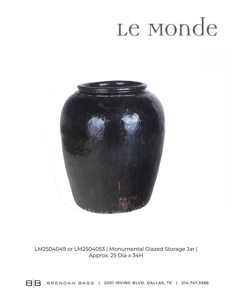 Monumental Glazed Brown Storage Jar