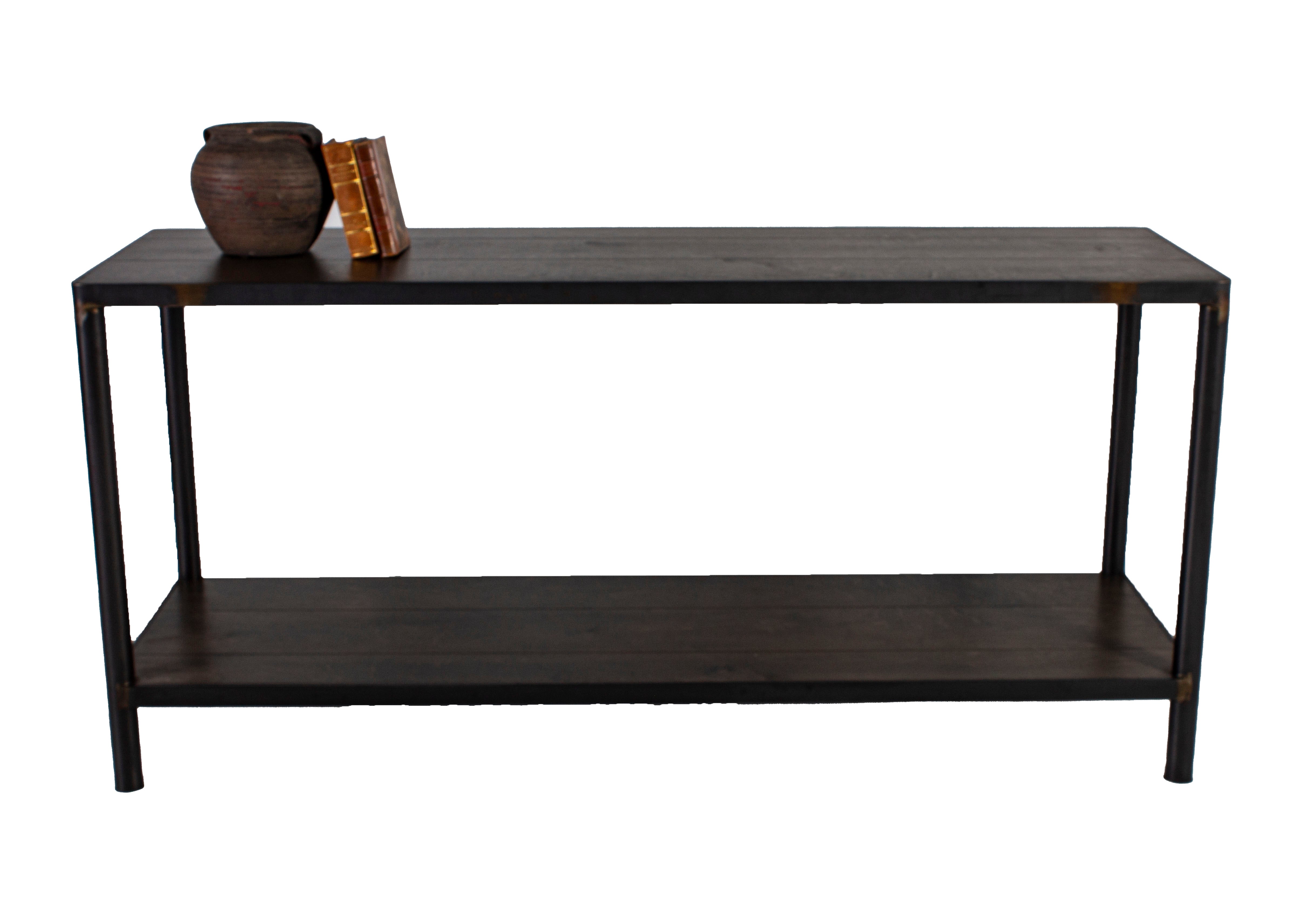 Modern Wood and Steel Console with Lower Shelf
