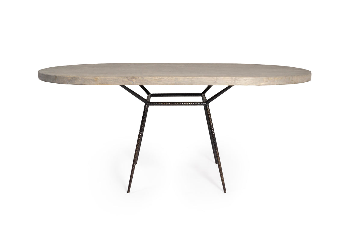 Mid Century Hammered Textured base with Reclaimed Elm Table Top
