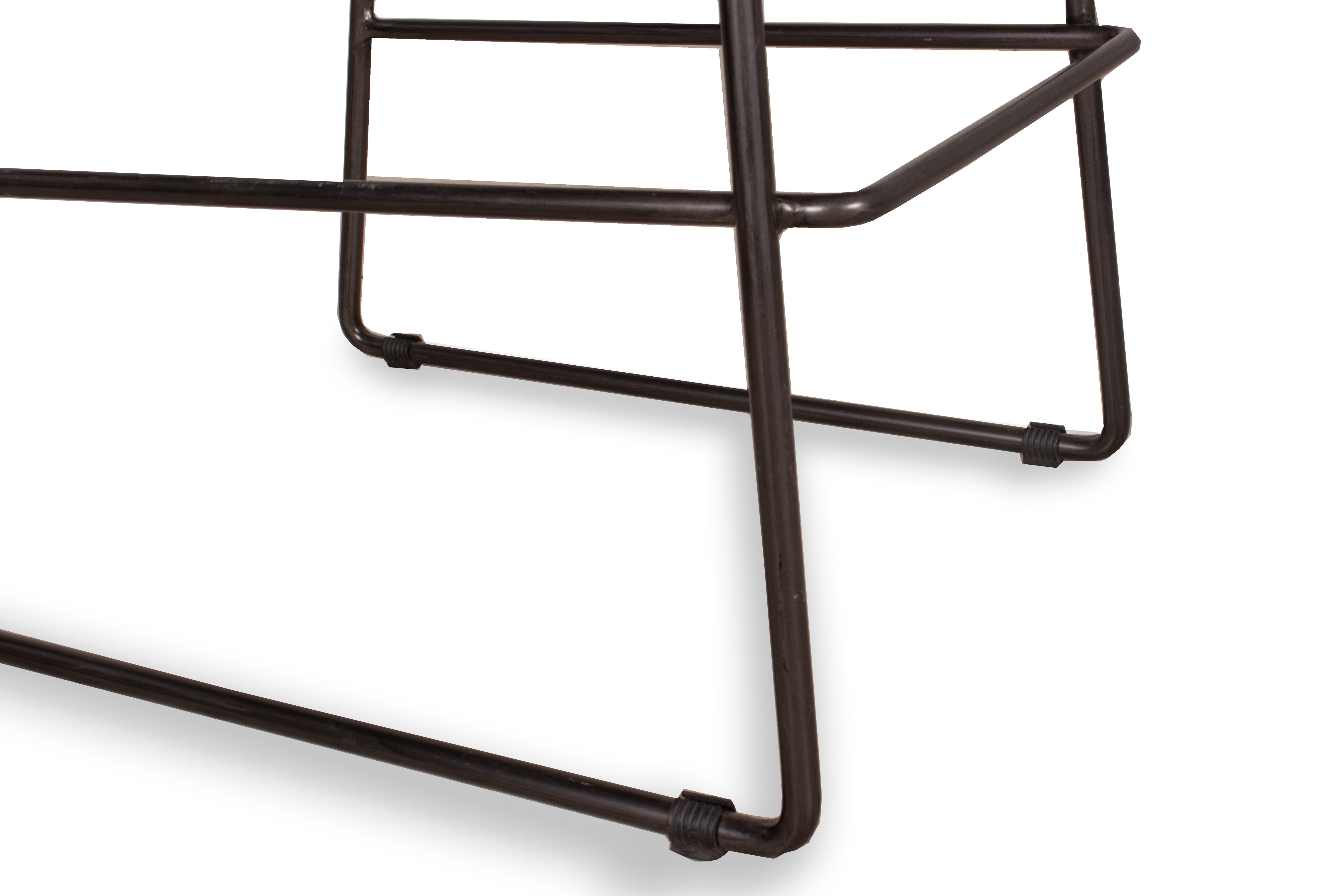 Channeled Brown Leather Counter Stool