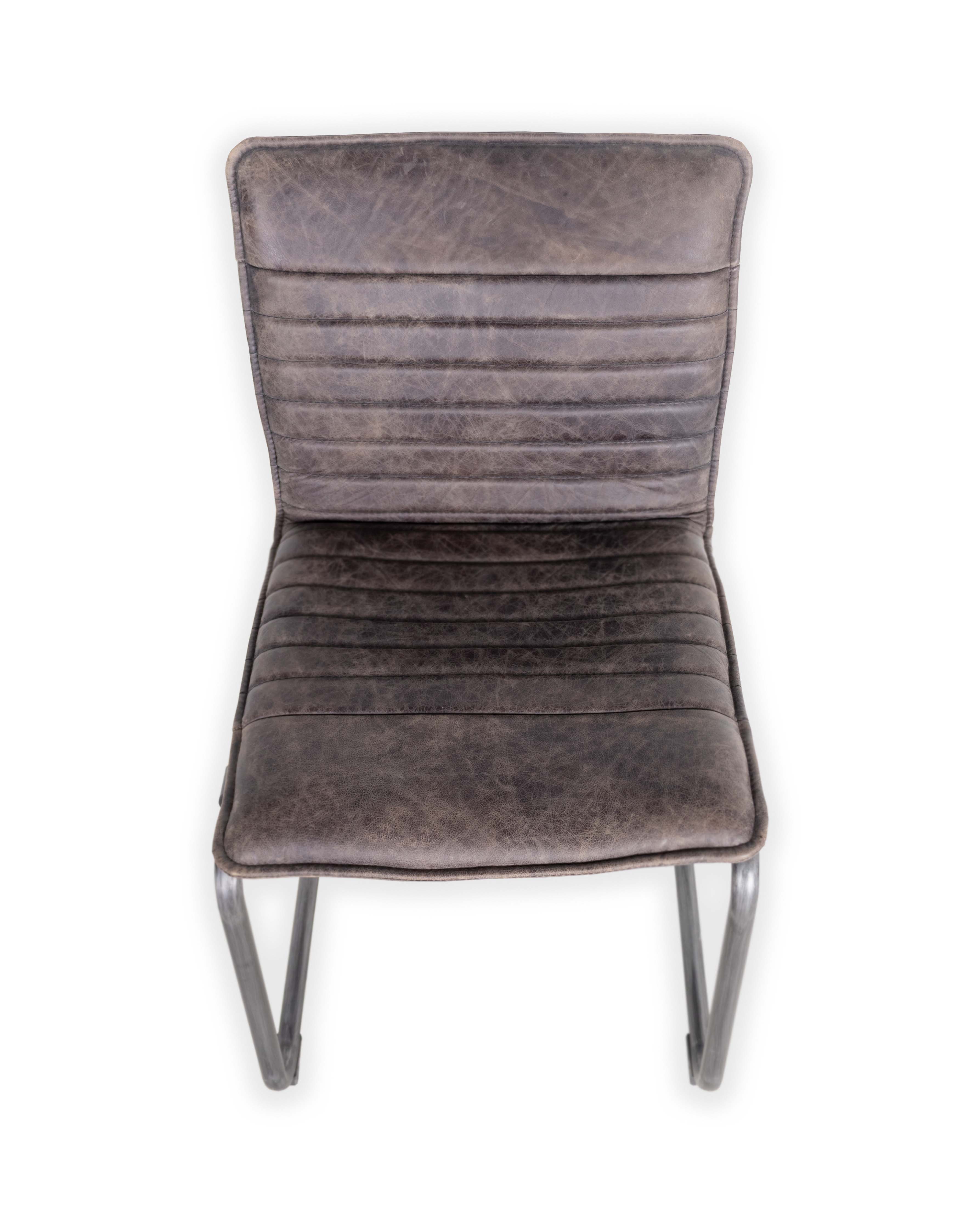 Modern Channeled Leather Dining Chair