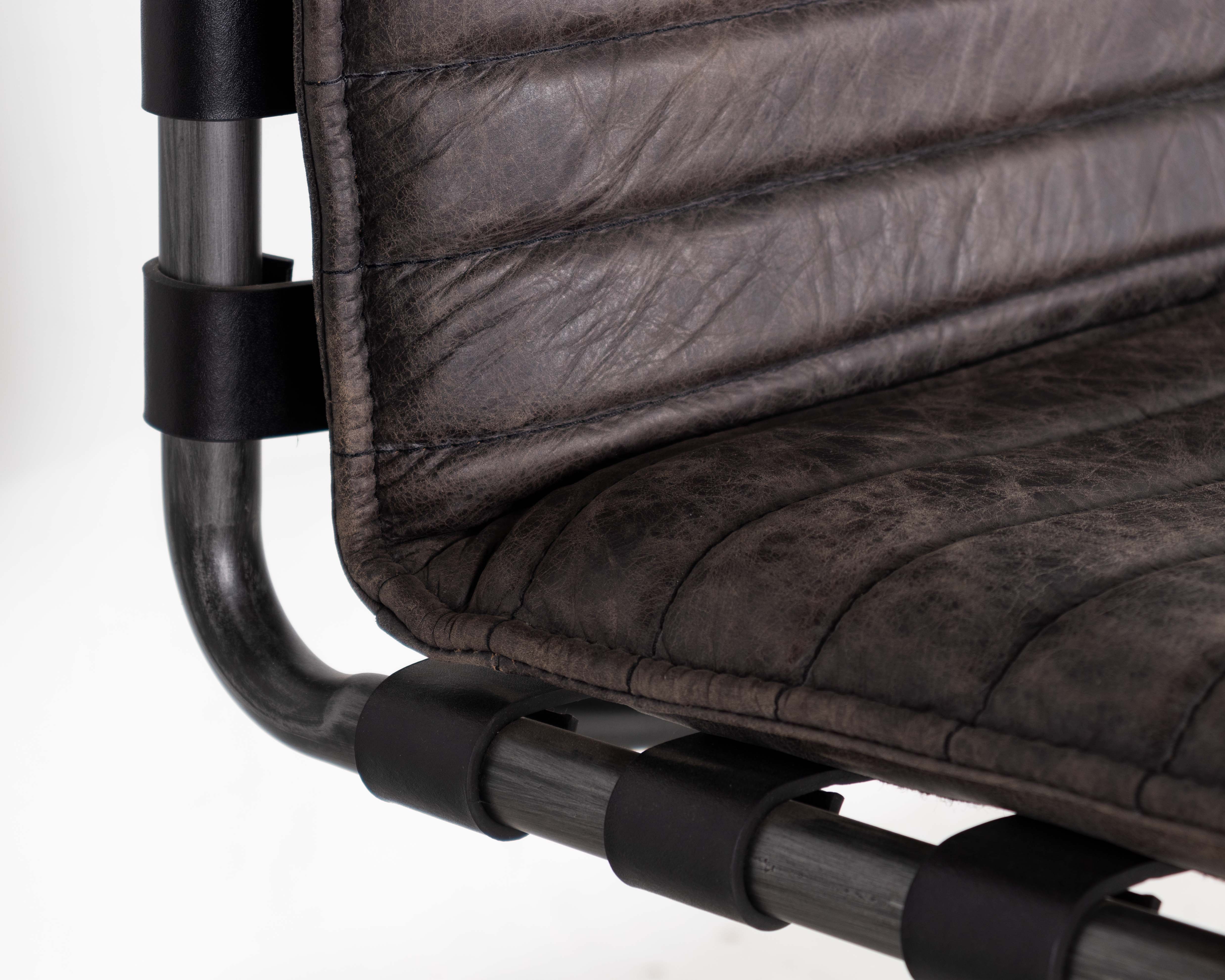 Modern Channeled Leather Dining Chair