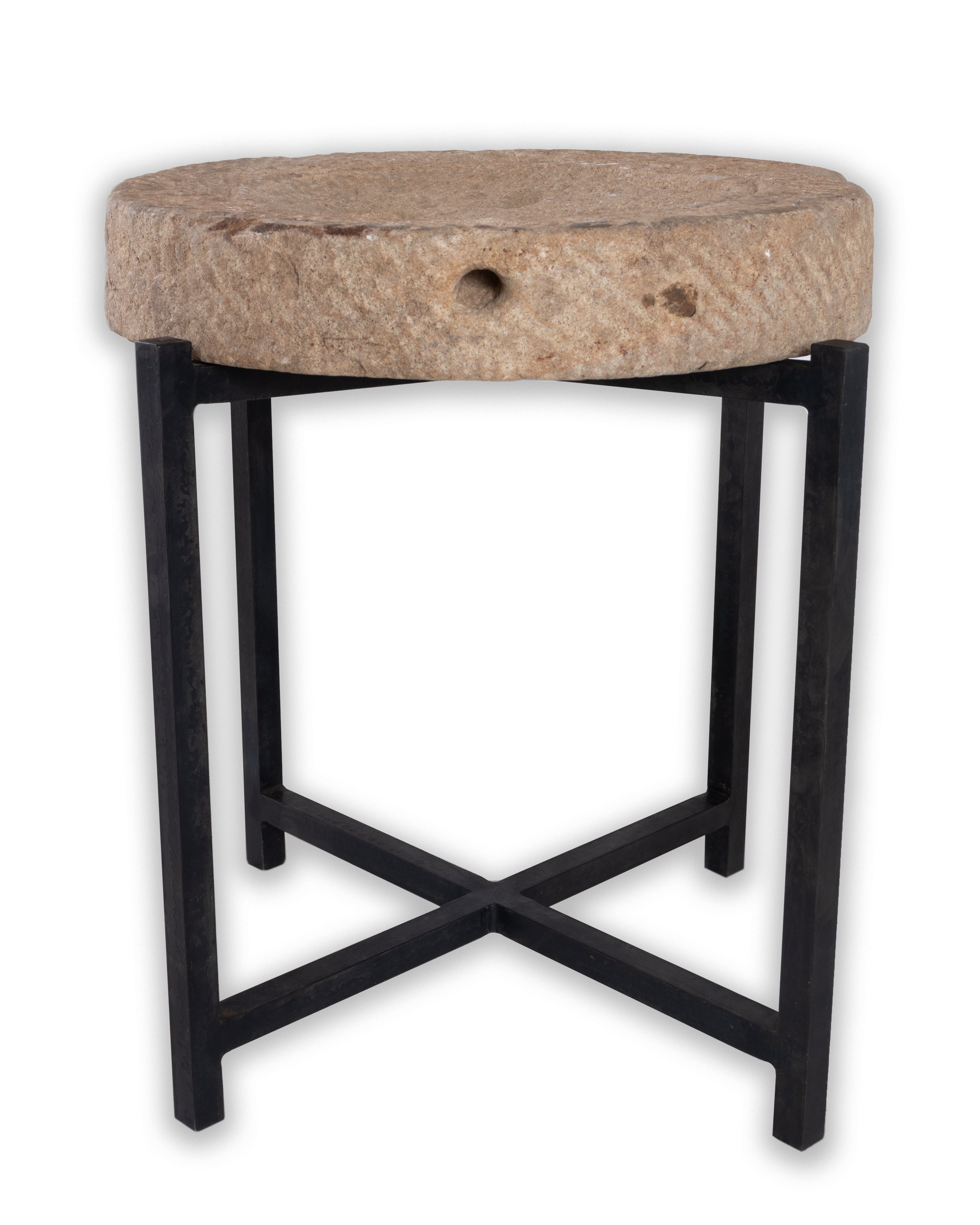 Limestone Mill Wheel Side Table