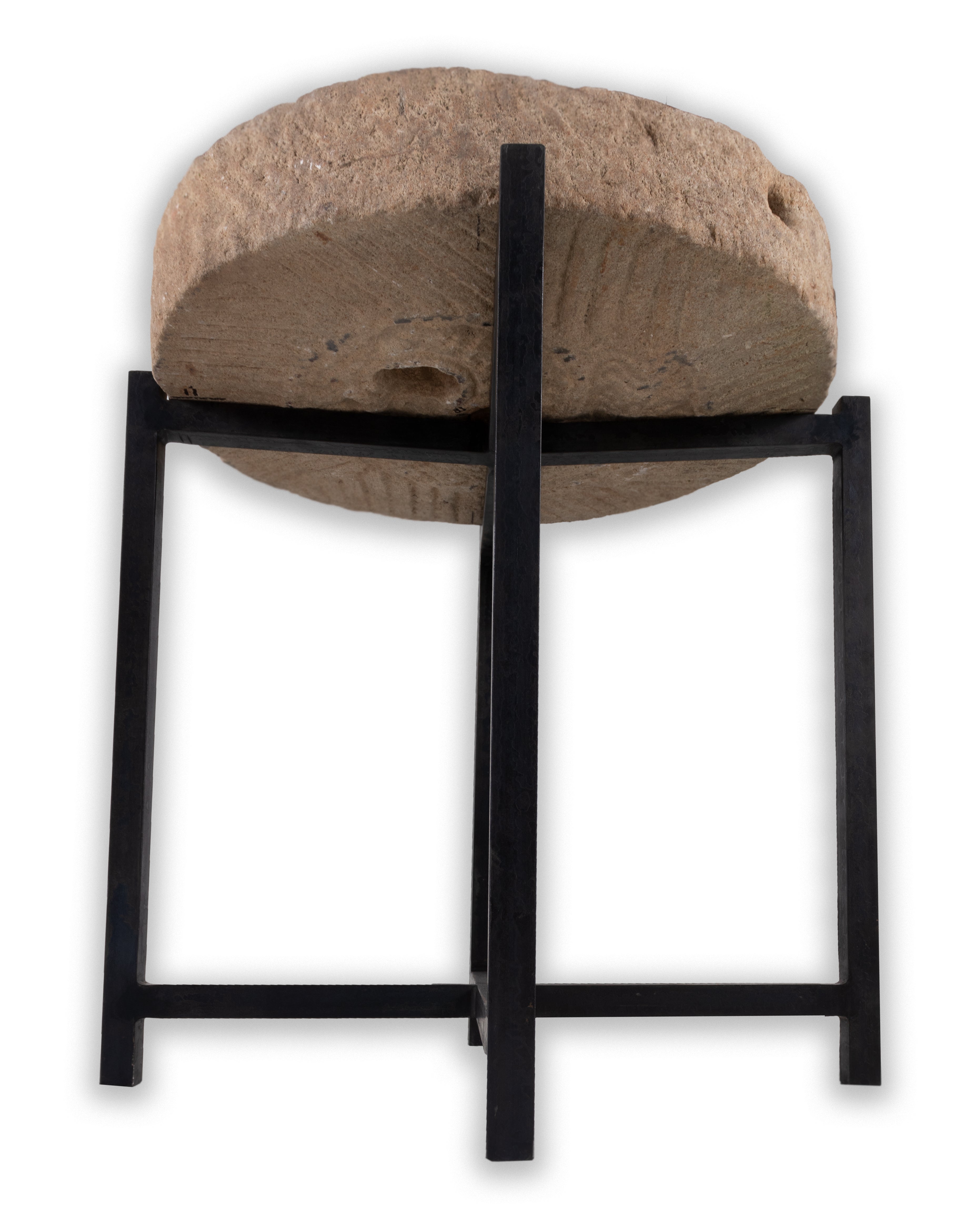 Limestone Mill Wheel Side Table
