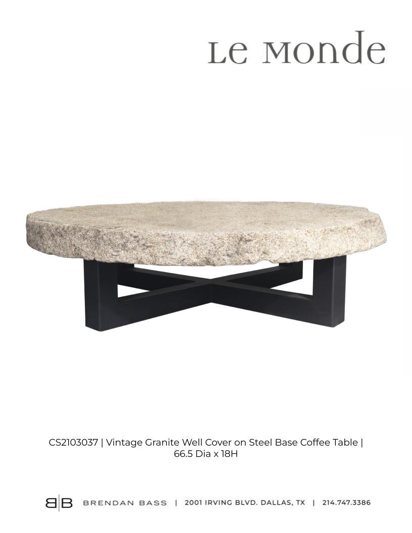 Vintage Granite Well Cover on Powder Coat Steel Base