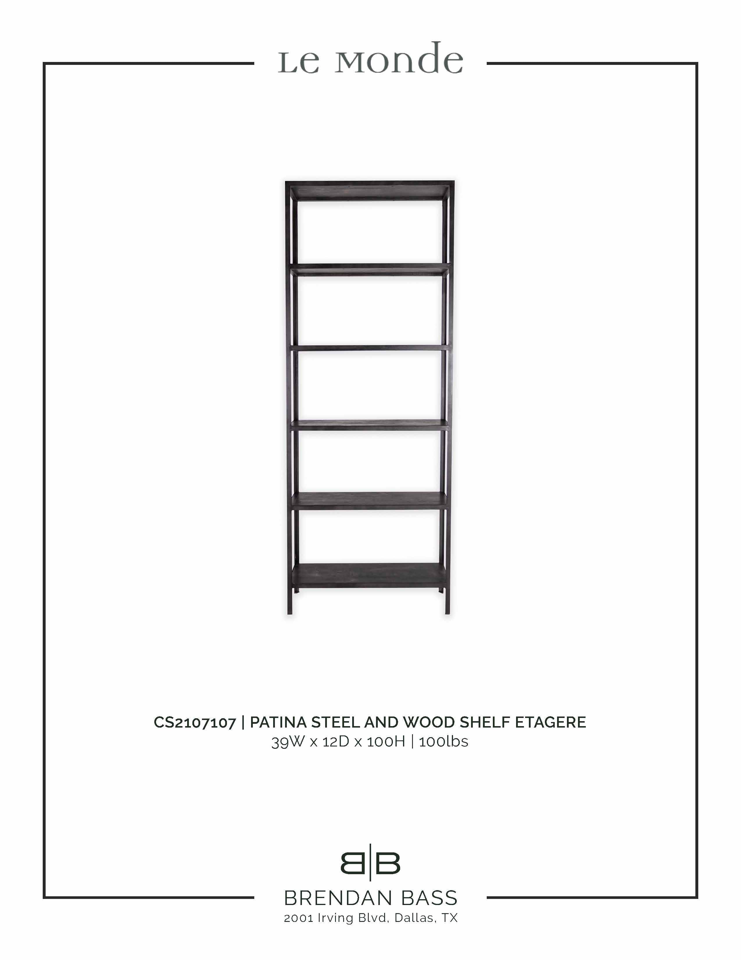 Patinated Steel and Wood Etagere