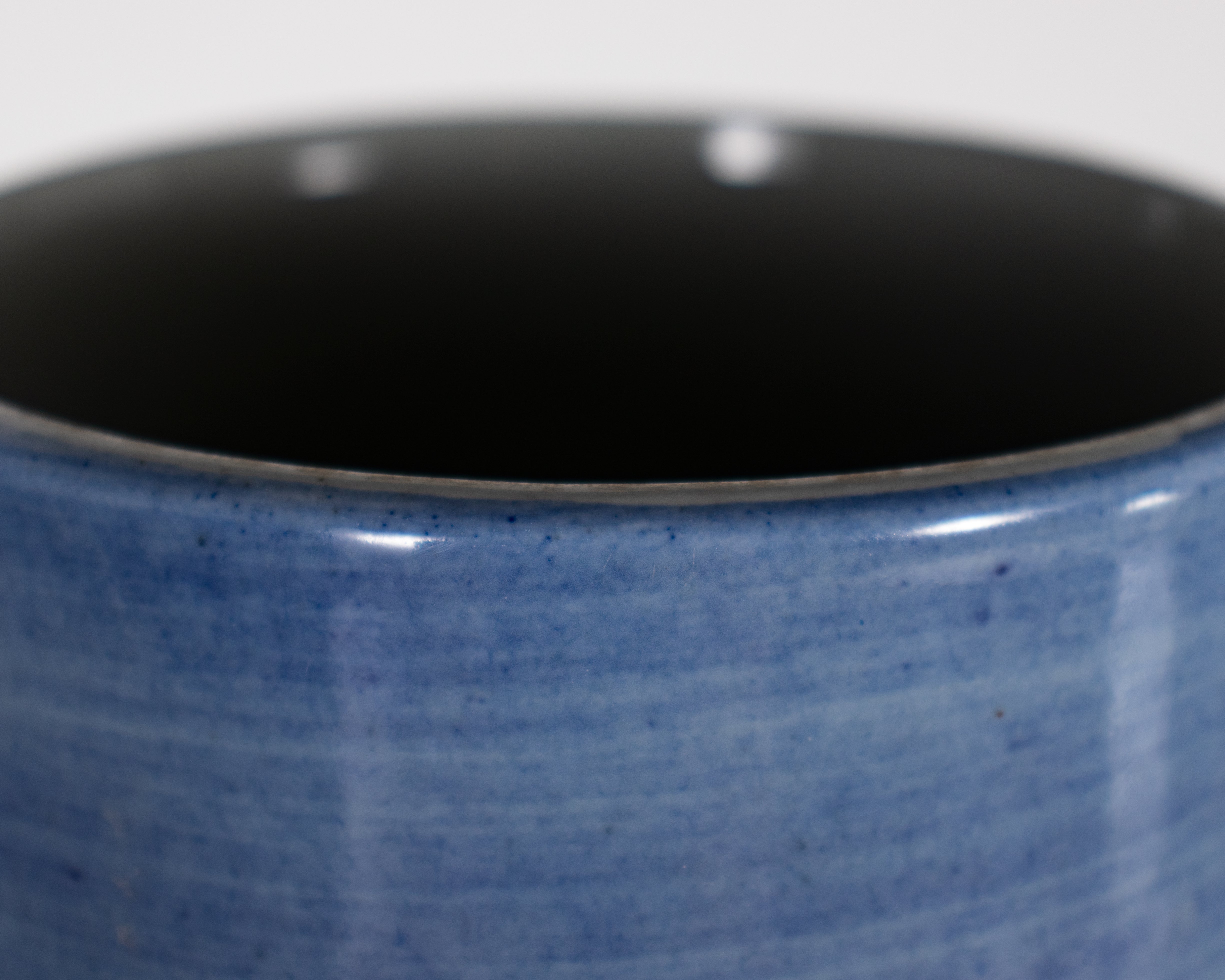 Monumental Painted Blue Glazed Vase