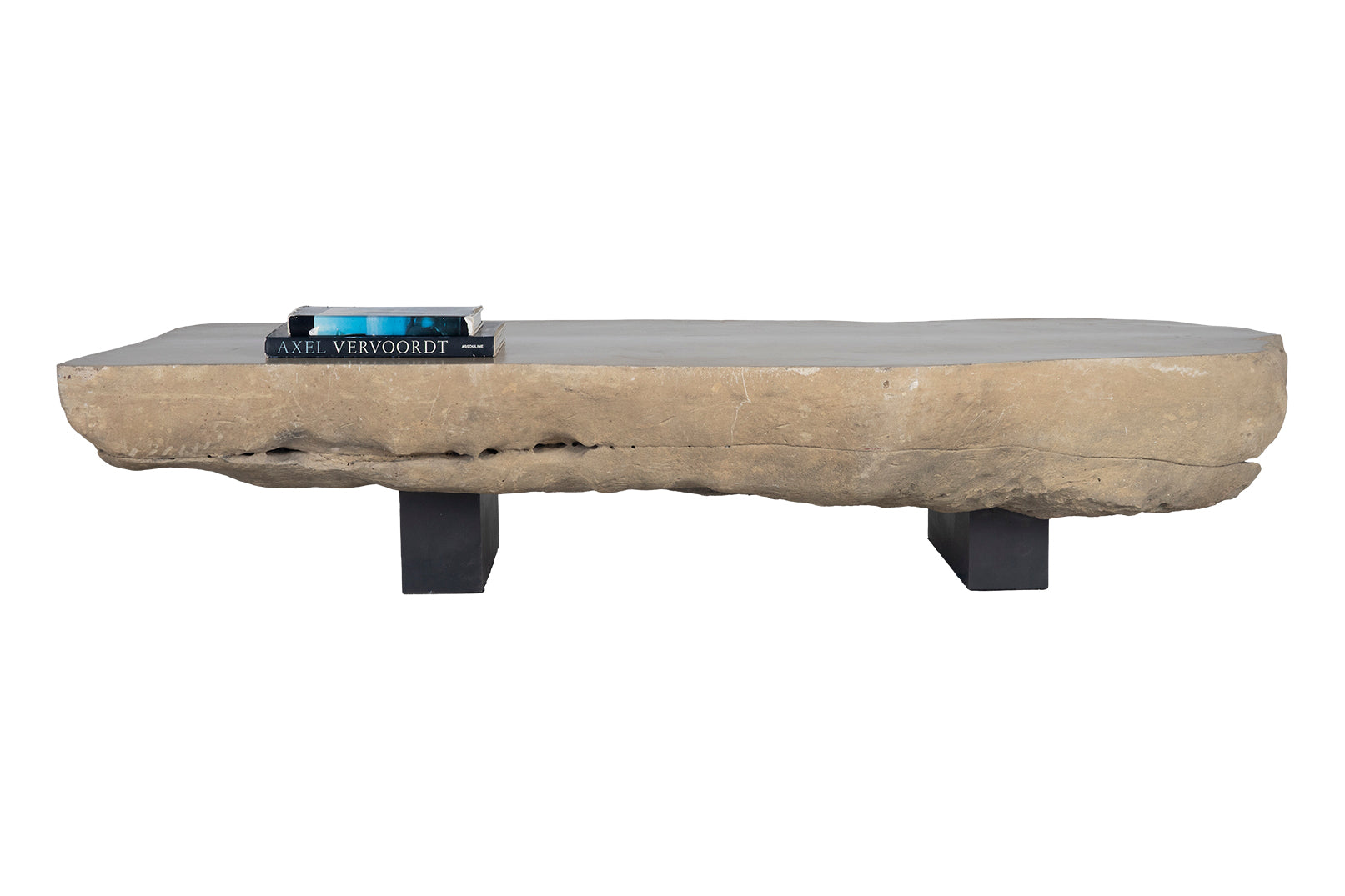 River Stone Coffee Table with Steel Base