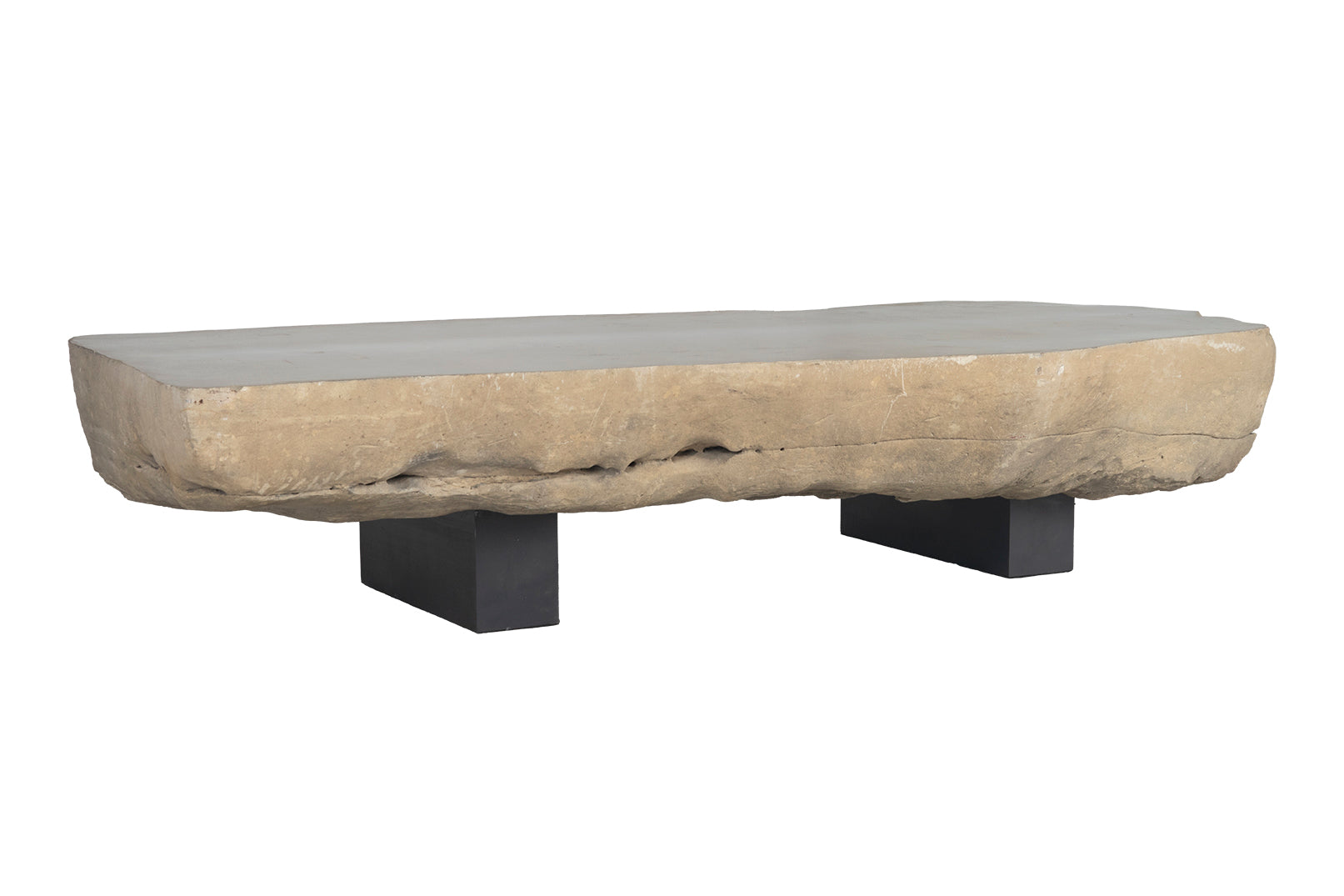 River Stone Coffee Table with Steel Base