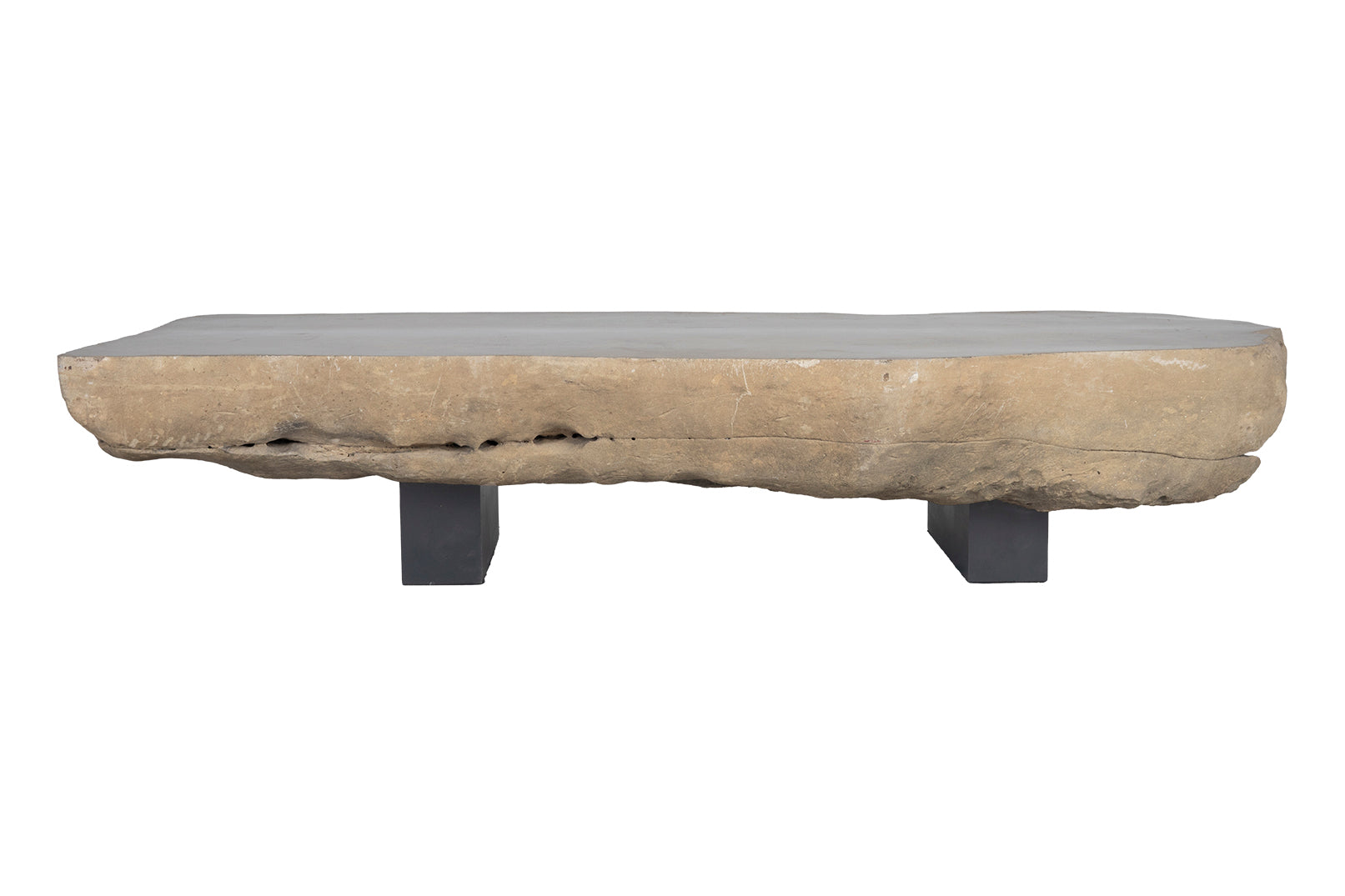 River Stone Coffee Table with Steel Base