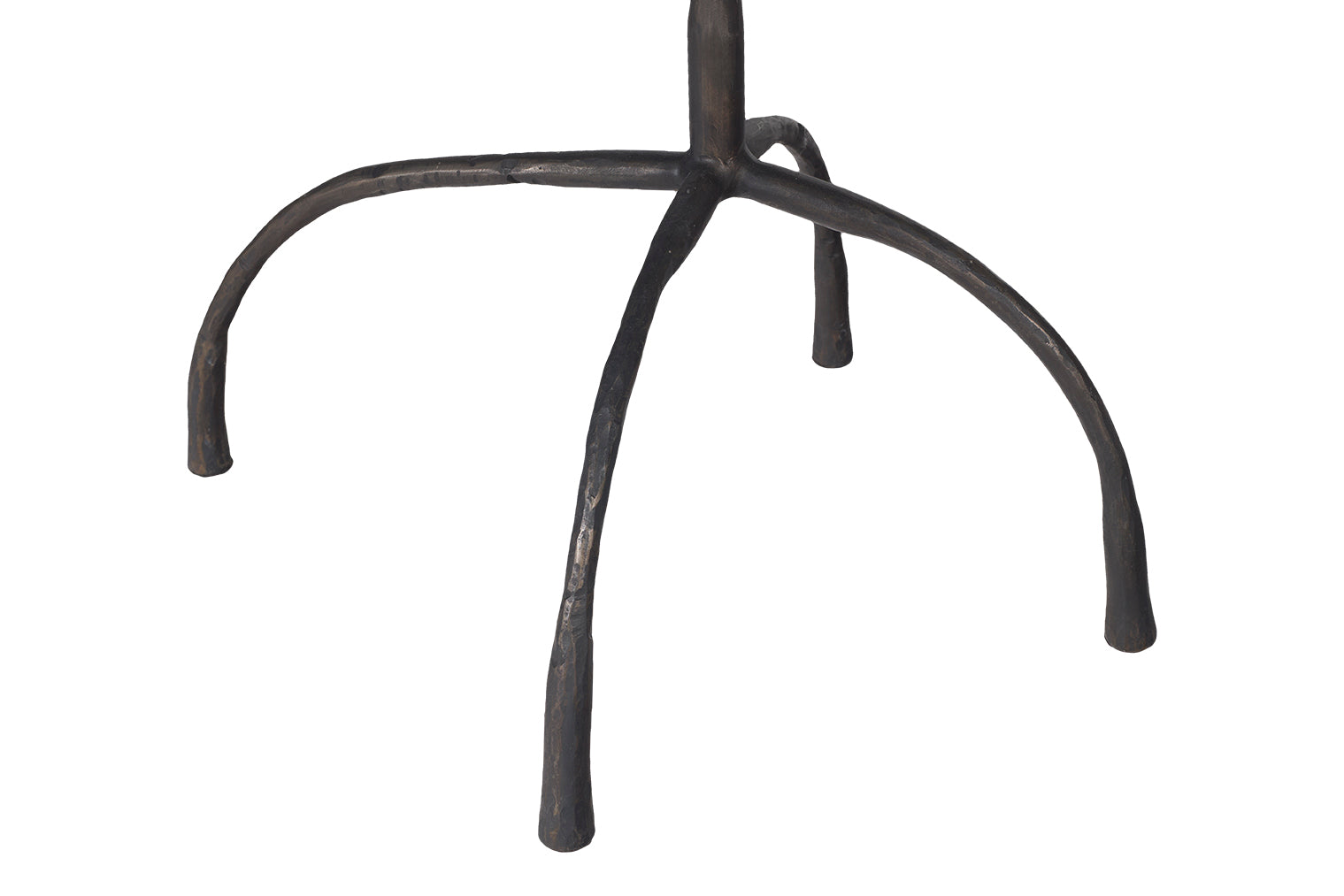 Patinated Steel Side Table with Hammered Legs