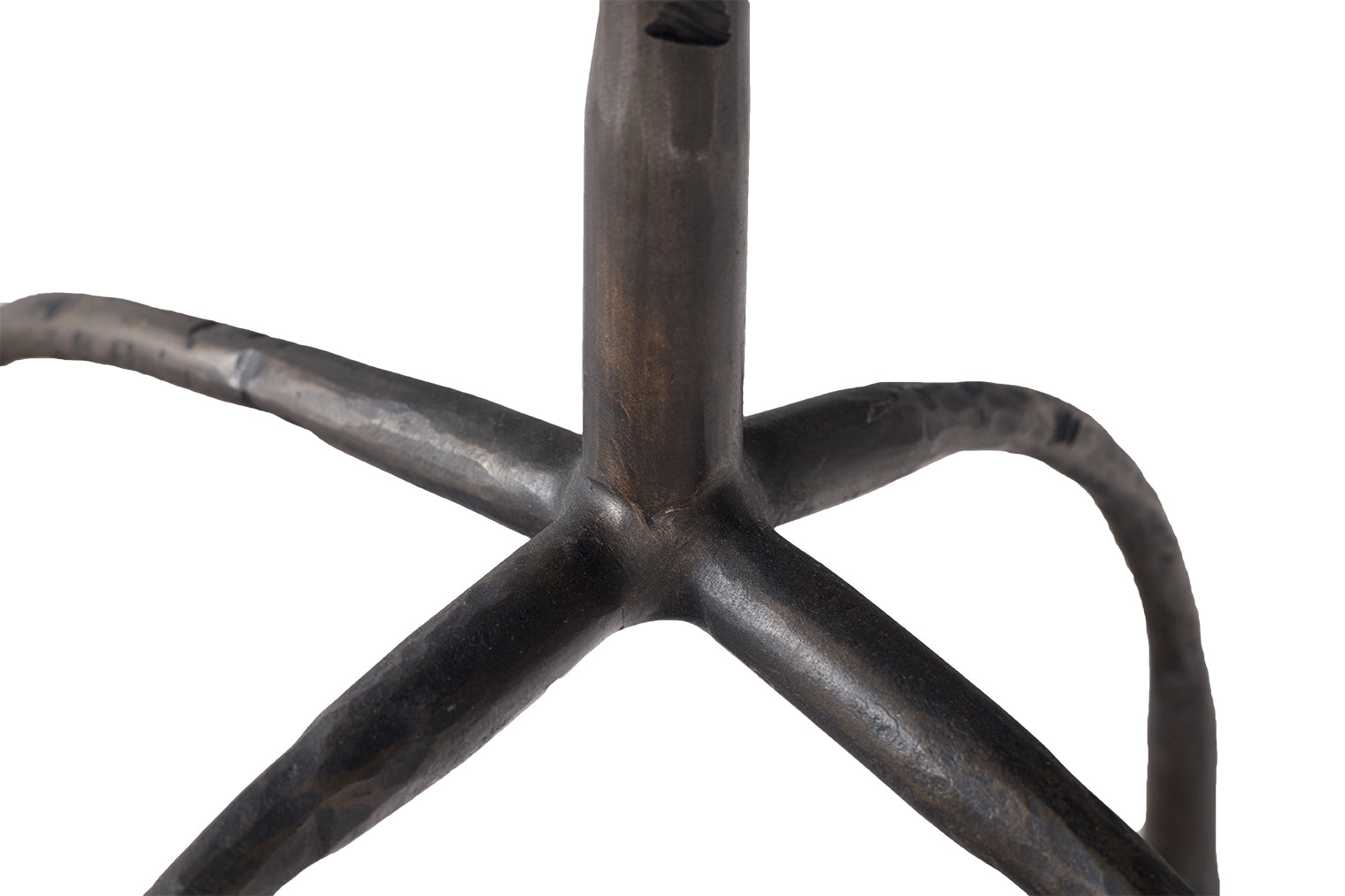 Patinated Steel Side Table with Hammered Legs