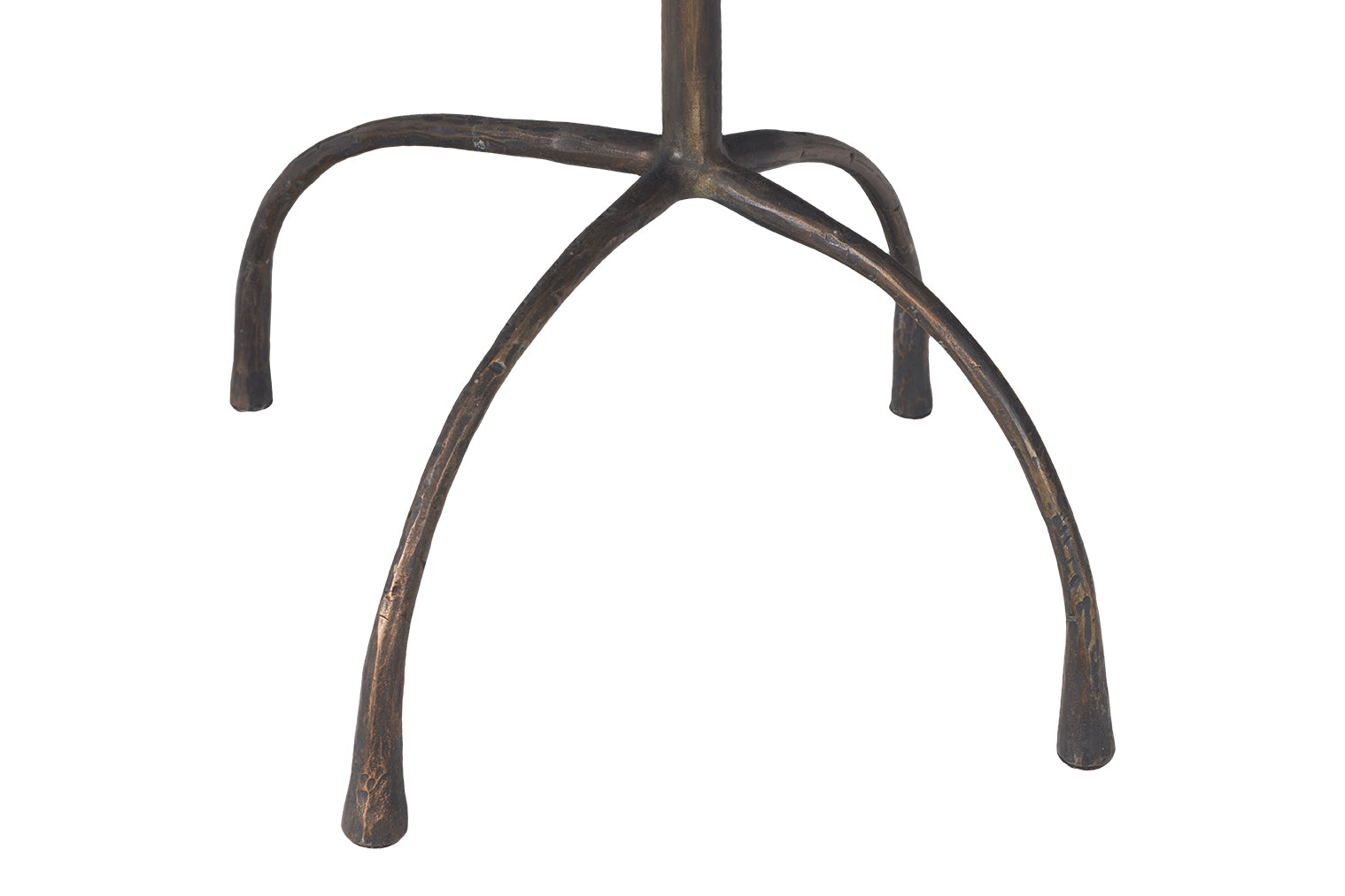 Patinated Steel Side Table with Hammered Legs