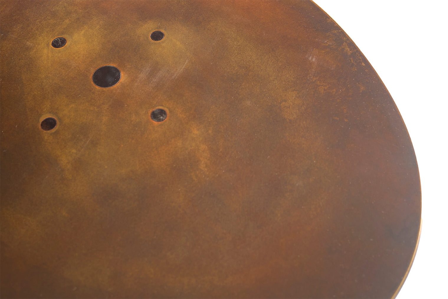 Patinated Steel Side Table with Hammered Legs