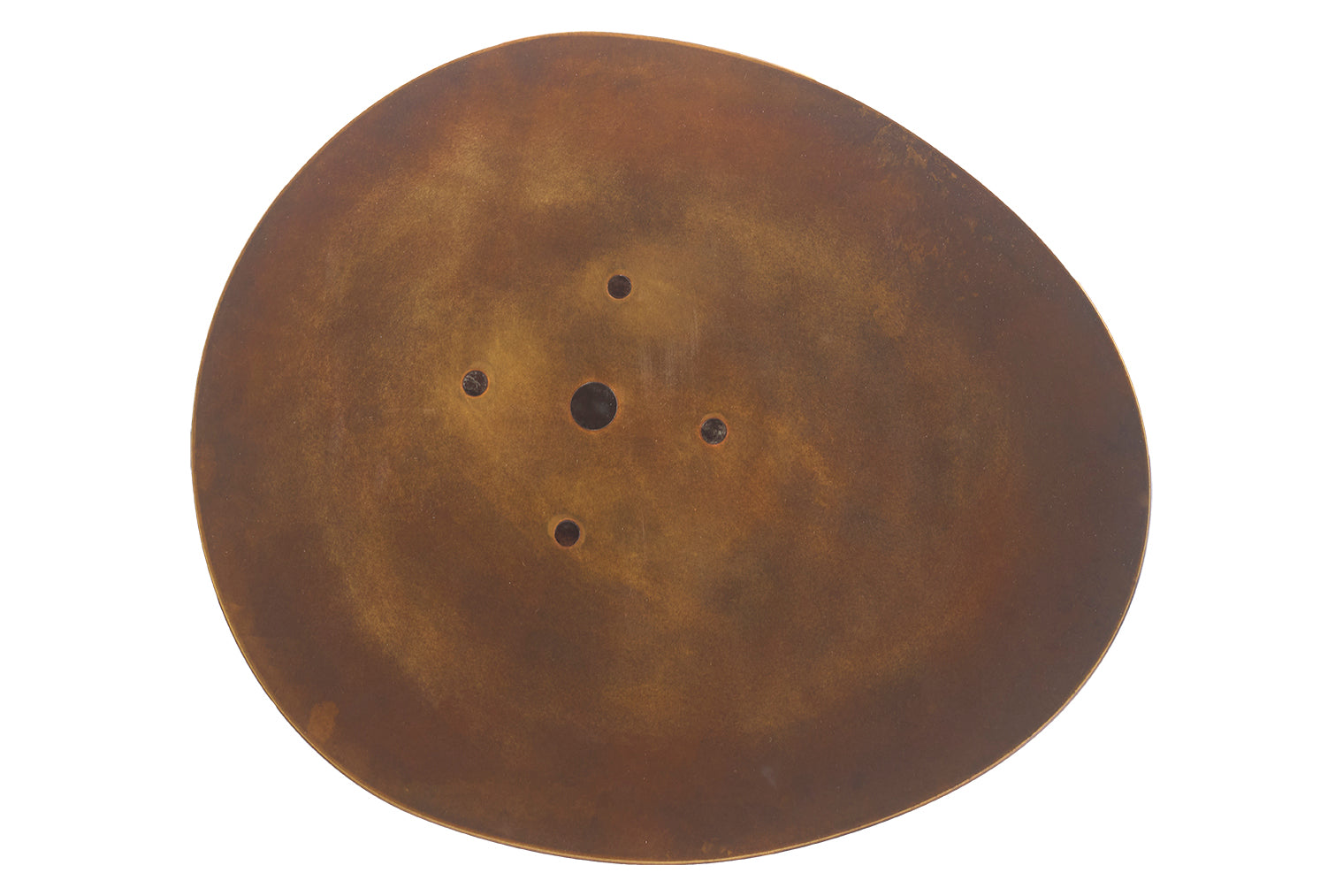 Patinated Steel Side Table with Hammered Legs