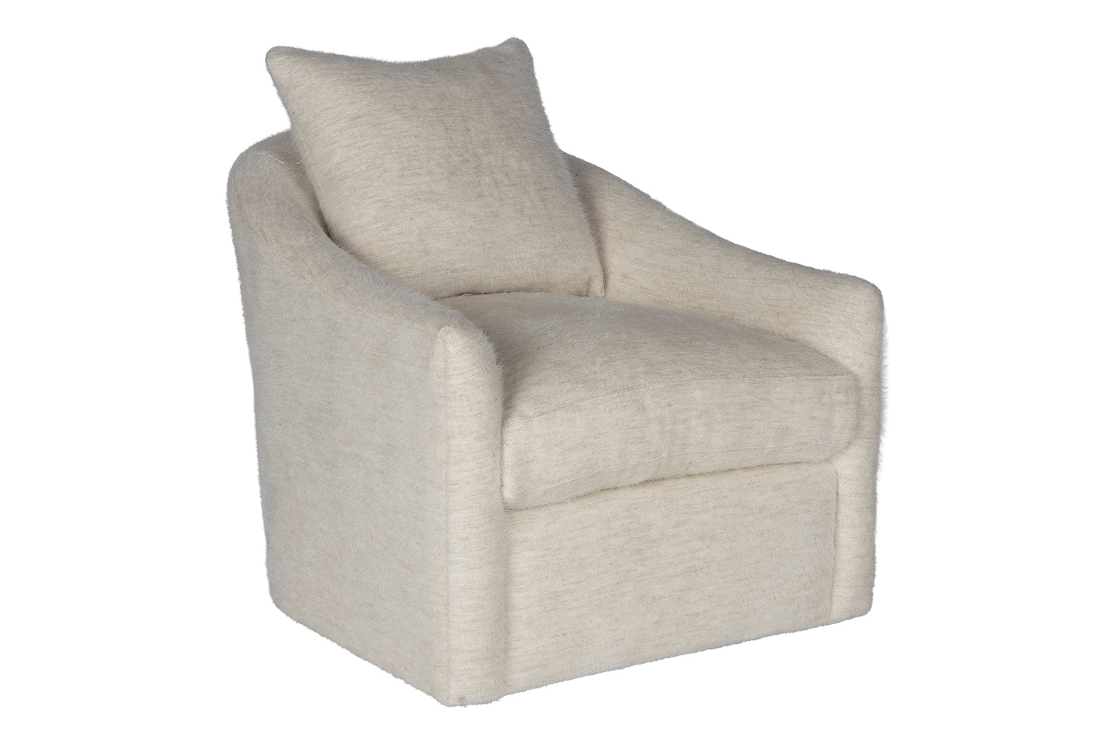 Fuzzy White Transitional Swivel Chair